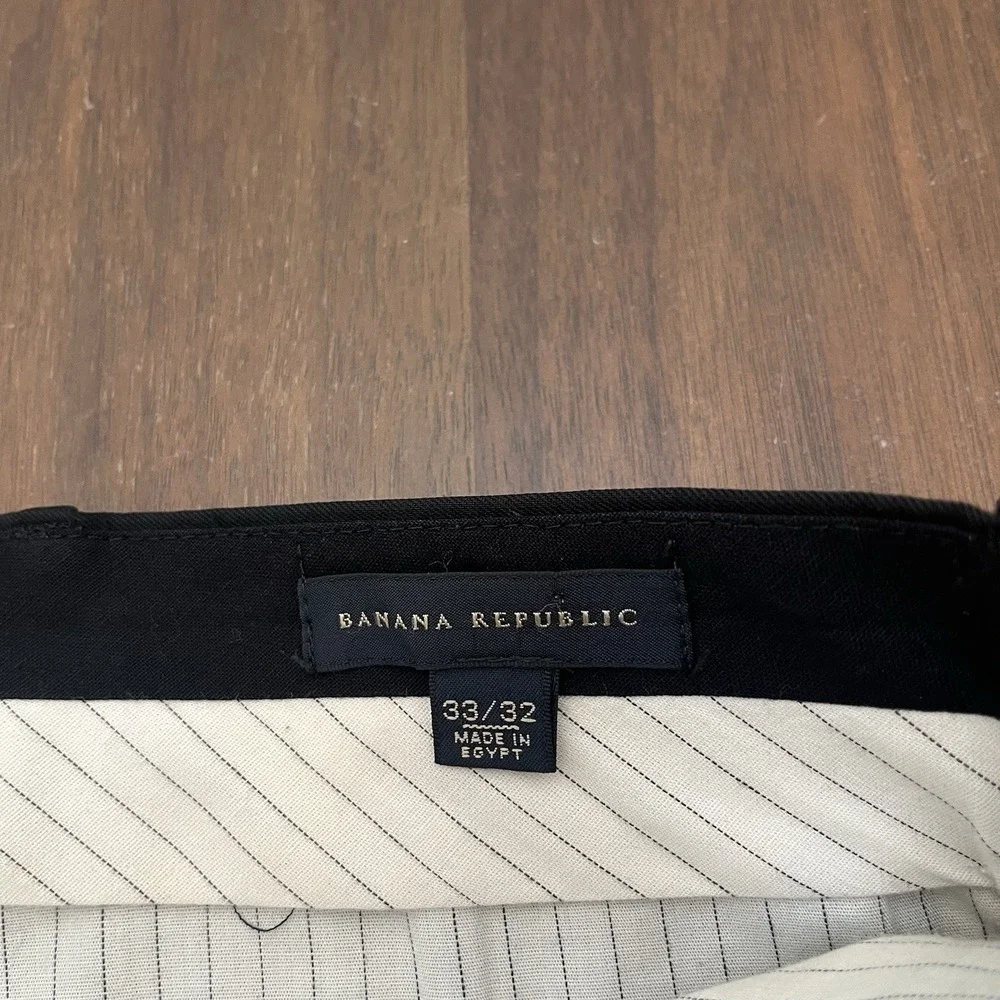 Banana Republic Men's Dress Pants Black 100% Wool Shell Size 33x32 Flat Front